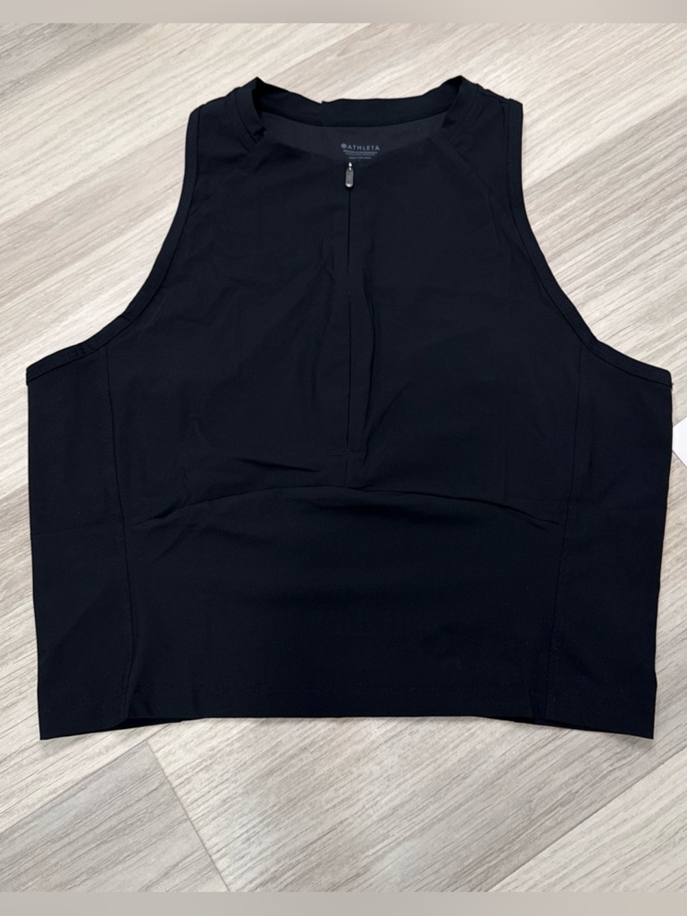 Athleta Black Front-Zip Cropped Athletic Tank